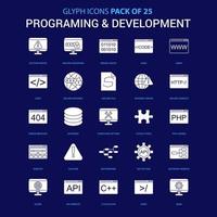 Programming and Developement White icon over Blue background 25 Icon Pack vector