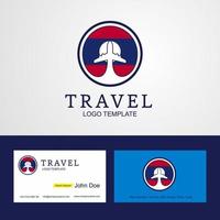 Travel Laos Creative Circle flag Logo and Business card design vector