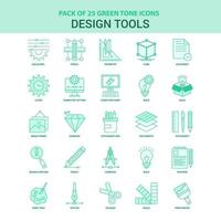 25 conjunto de iconos de herramientas de diseño verde vector