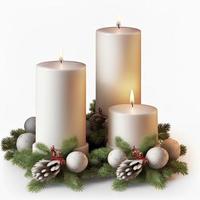 3d christmas candles on isolated white background. Holiday, celebration, december, merry christmas photo