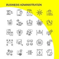 Business Administration Hand Drawn Icons Set For Infographics Mobile UXUI Kit And Print Design Include Gear Setting Engine Globe Document Files File Star Eps 10 Vector