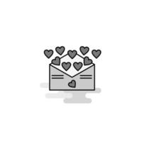 Love letter Web Icon Flat Line Filled Gray Icon Vector