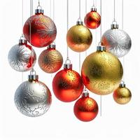 3d christmas balls on isolated white background. Holiday, celebration, december, merry christmas photo