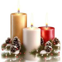 3d christmas candles on isolated white background. Holiday, celebration, december, merry christmas photo