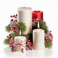 3d christmas candles on isolated white background. Holiday, celebration, december, merry christmas photo