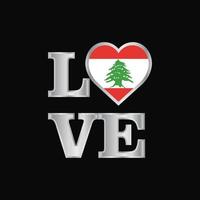 tipografía de amor diseño de bandera de líbano vector letras hermosas