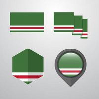 Chechen Republic of Lchkeria flag design set vector