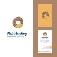 logotipo creativo de donut y vector de diseño vertical de tarjeta de visita