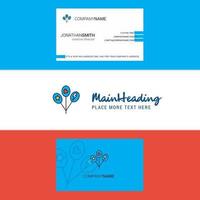 Beautiful Balloons Logo and business card vertical Design Vector