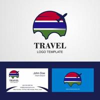 logotipo de la bandera de gambia de viaje y diseño de tarjeta de visita vector