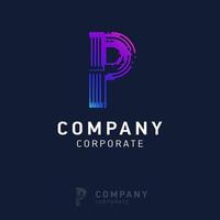 P company logo design with visiting card vector