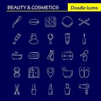 icono dibujado a mano de belleza y cosmética para impresión web y kit de uxui móvil, como collar de joyas, labios presentes, boca cosmética, ropa de belleza, paquete de pictogramas, vector