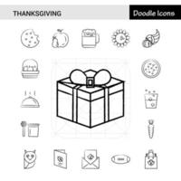 Set of 17 Thanksgiving handdrawn icon set vector