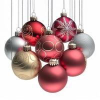 3d christmas balls on isolated white background. Holiday, celebration, december, merry christmas photo