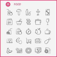 icono dibujado a mano de alimentos para impresión web y kit uxui móvil, como comida de limón, fruta, salud, hamburguesa, bebida, comida rápida, paquete de pictogramas, vector