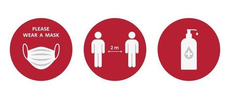 pegatinas de prevención covid-19. vector
