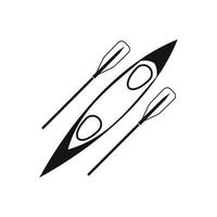 Kayak and rowing oar black simple icon vector