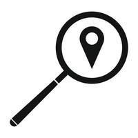 Magnifying glass with a map mark vector
