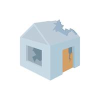 Destroyed house icon in cartoon style vector