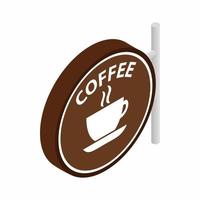 icono de letrero de café, estilo 3d isométrico vector