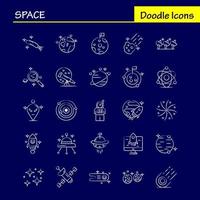 Space Hand Drawn Icons Set For Infographics Mobile UXUI Kit And Print Design Include Rocket Space Transportation Moon Planet Space Spaceship Telescope Icon Set Vector