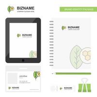 Leaf Business Logo Tab App Diary PVC Employee Card and USB Brand Stationary Package Design Vector Template