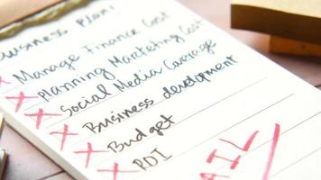 Business plan list on legal pad video