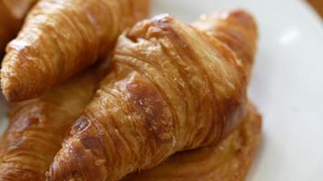 A plate of croissants, close up video