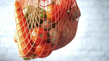 Fresh vegetables in a net video