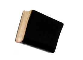 Blank black book cover isolated on white background photo