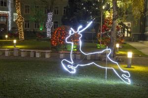 Illumination for Christmas and New Year holidays on University of Economics , Varna, Bulgaria photo