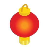 Red chinese lantern icon, isometric 3d style vector