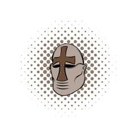 Crusader knight helmet comics icon vector