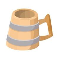 taza de madera con icono de dibujos animados de cerveza vector