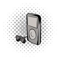 icono de cómics de reproductor de mp3 vector