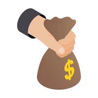 Hand holding bag 3d isometric icon vector