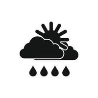 Sun behind the cloud icon, black simple style vector