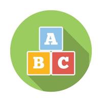 Cubes with letters A,B,C icon, flat style vector