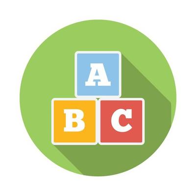 Cubes with letters A,B,C icon, flat style