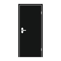 Black front door icon, simple style vector