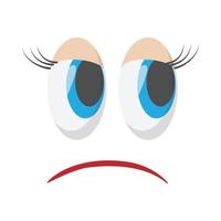 Sad face icon, cartoon style vector