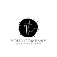 Initial QT beauty monogram and elegant logo design, handwriting logo of initial signature, wedding, fashion, floral and botanical with creative template. vector