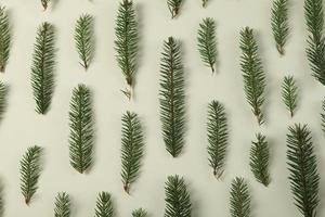 Holidays greeting card or banner composition with pine tree branches. Merry Christmas background and Happy New Year 2023. photo