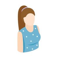 icono de mujer, estilo 3d isométrico vector