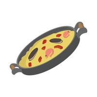 Seafood Paella icon, cartoon style vector