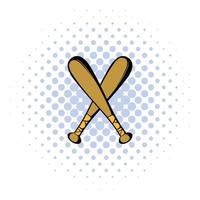 Two crossed baseball bats icon, comics style vector