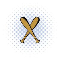 icono de dos bates de béisbol cruzados, estilo cómic vector