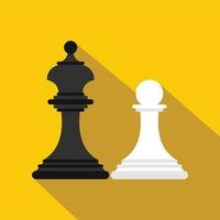 Chess king and chess pawn icon, flat style vector