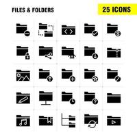 Files And Folders Solid Glyph Icon Pack For Designers And Developers Icons Of Connect Folder Network Files Edit Folder Pencil Write Vector