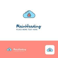 Creative Bug on cloud Logo Design Flat color Logo place for Tagline Vector Illustration